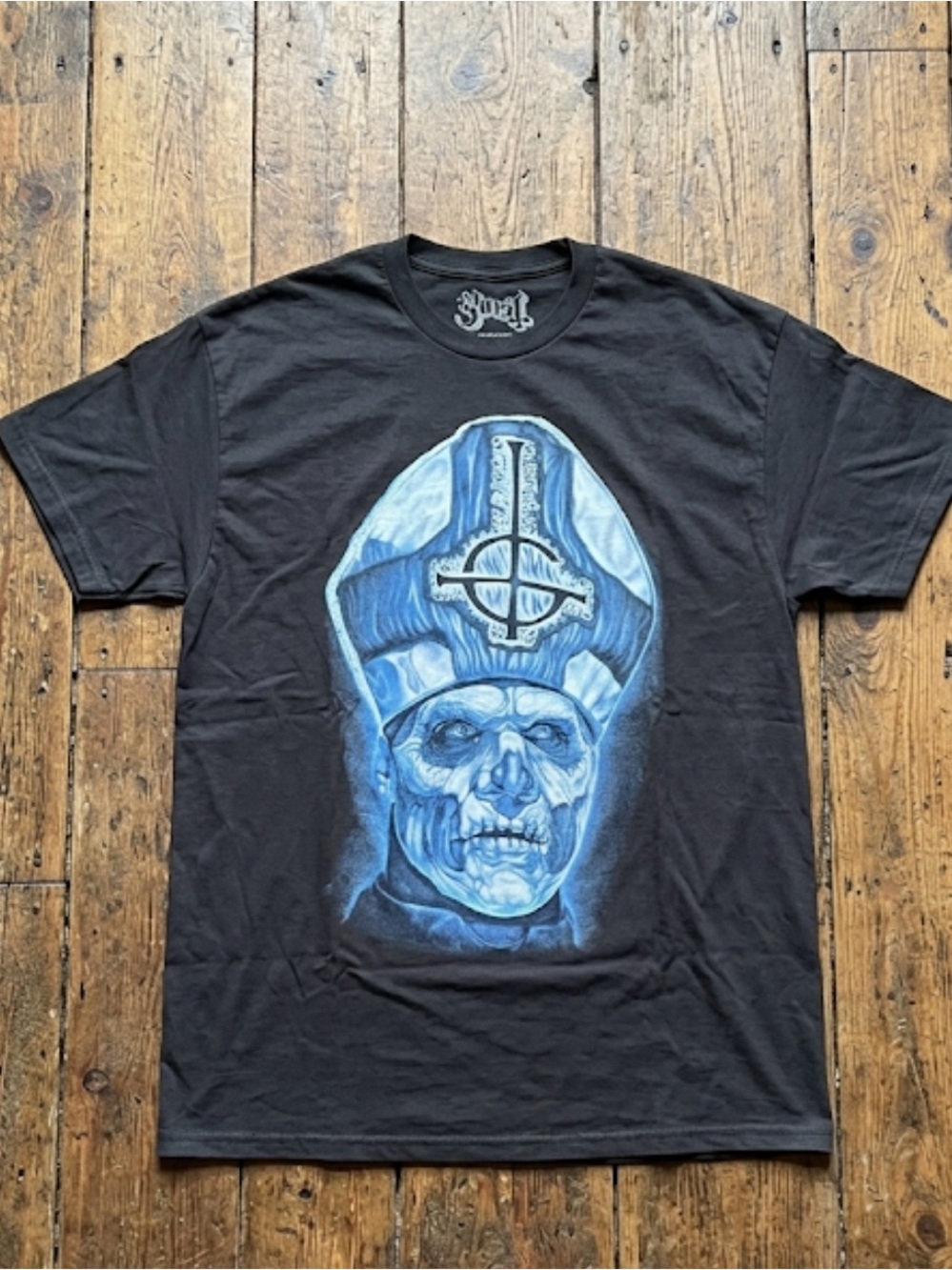 Ghost Band Tee with Blue Skull Priest Design